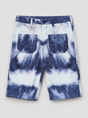 Bonton Kids Blue White Tie-Dye Wide Leg Cropped Pants Size 10